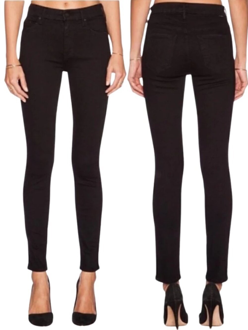 Mother High Waisted Looker Denim Jeans Women's 32 A Model Spy Black Slim Skinny